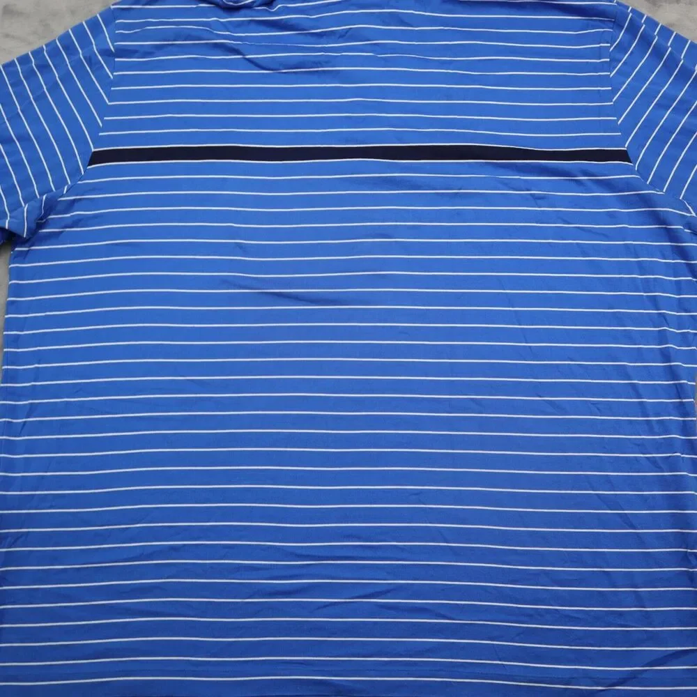 Polo Shirt Mens XL Blue Striped Ralph Lauren Moisture Management Pima Rugby Golf